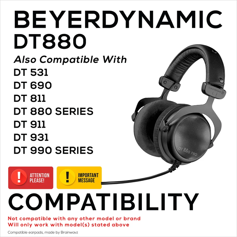 Schaffell-Ohrpolster für BEYERDYNAMIC DT880, DT531, DT690, DT811, DT880 Series, DT911, DT931 & DT990 Series Kopfhörer