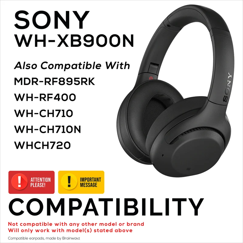 Ersatz-Ohrpolster für SONY WH-XB900N Kopfhörer – weiches PU-Leder und Memory-Schaum