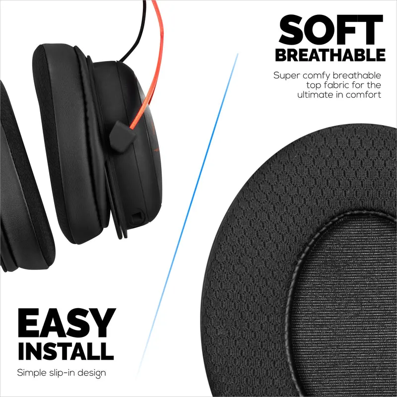 Hybrid-Ohrpolster für HyperX Cloud 1, 2/2 Wireless, Core, Flight/Flight S, Alpha/Alpha S Headsets und mehr, weiches, atmungsaktives Gewebe, kühlendes Gel, zusätzlicher Komfort, langlebig und langlebig