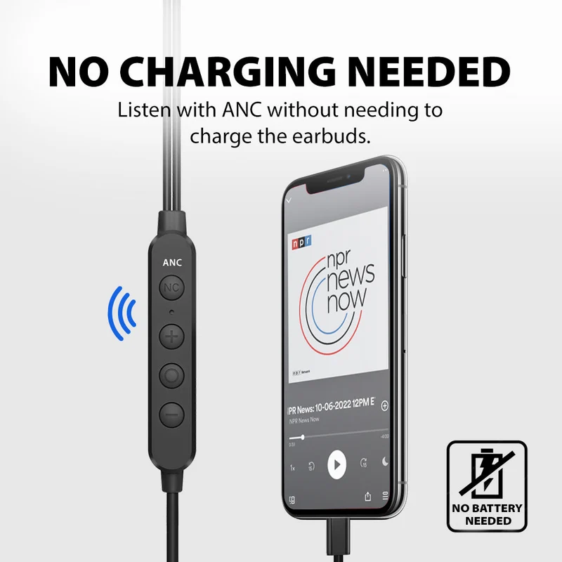 Hush C30 | Wired USB C Noise Canceling Earbuds
