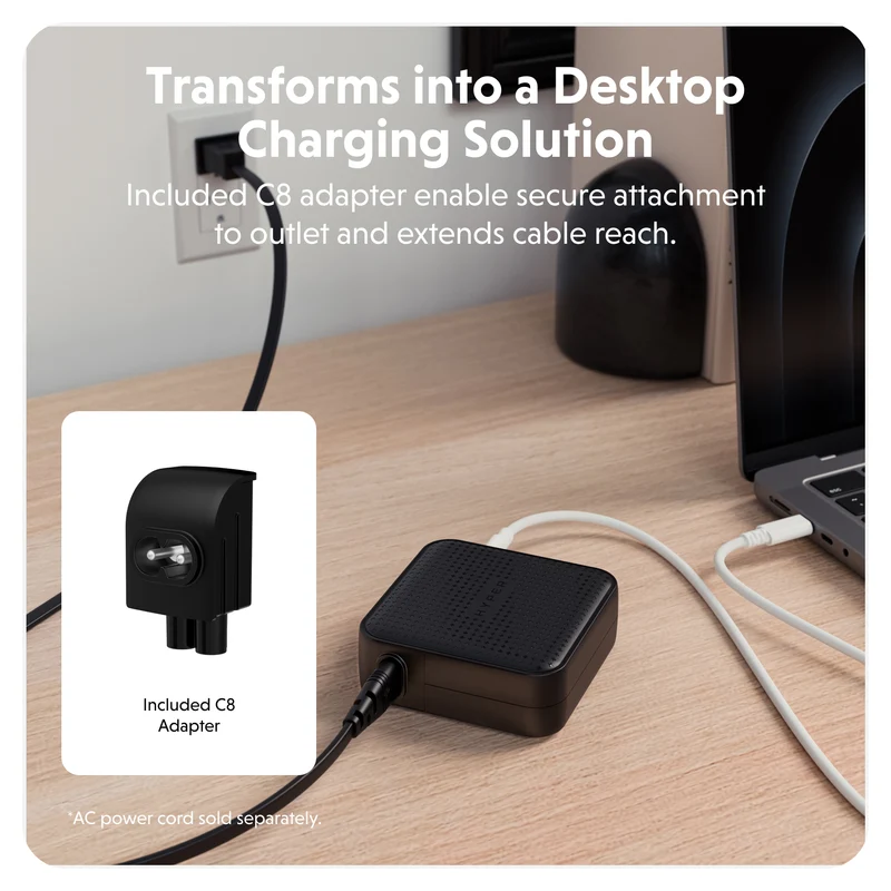 HyperJuice® 100 W USB-C GaN-Reiseladegerät mit Sicherheitsprüfung – Schwarz