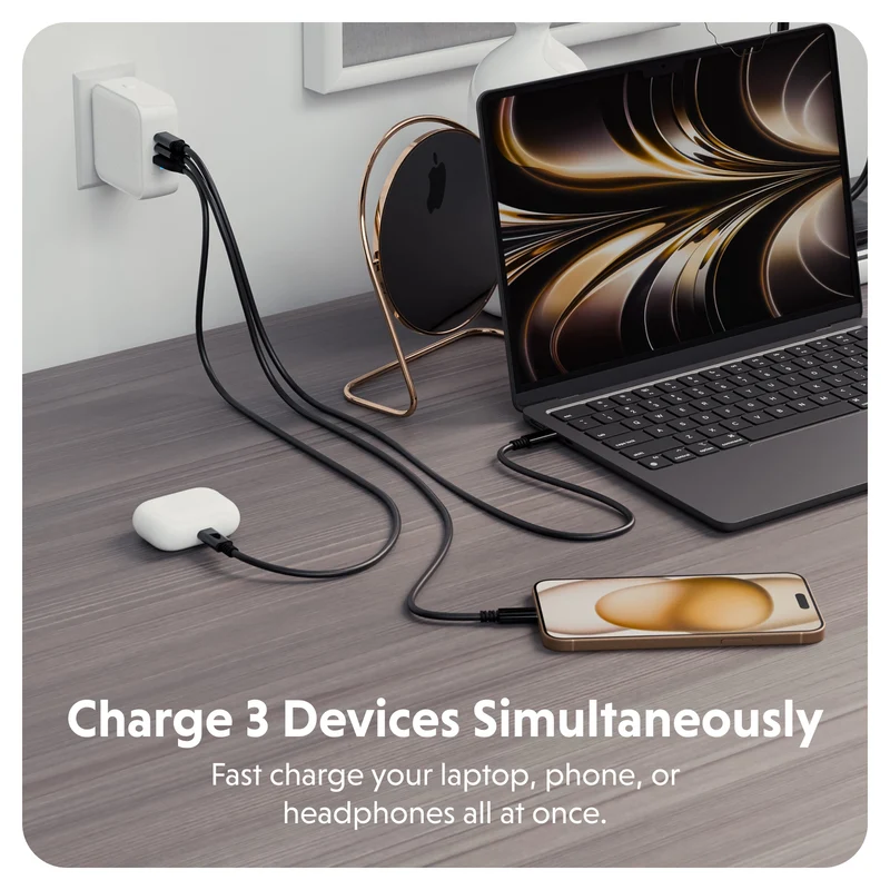 HyperJuice® 70 W USB-C GaN-Reiseladegerät mit Sicherheitsprüfung – Weiß