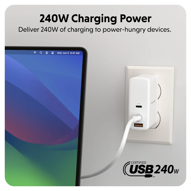 HyperJuice 240W Silikon USB-C zu USB-C Kabel (6ft/2m) - Weiß