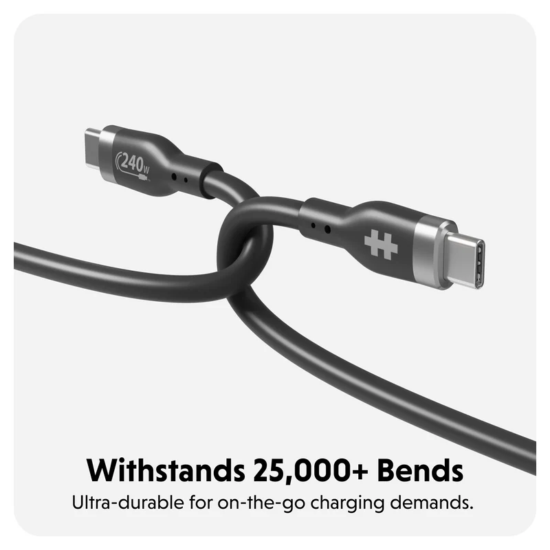 HyperJuice 240W Silikon USB-C zu USB-C Kabel (6ft/2m) - Schwarz