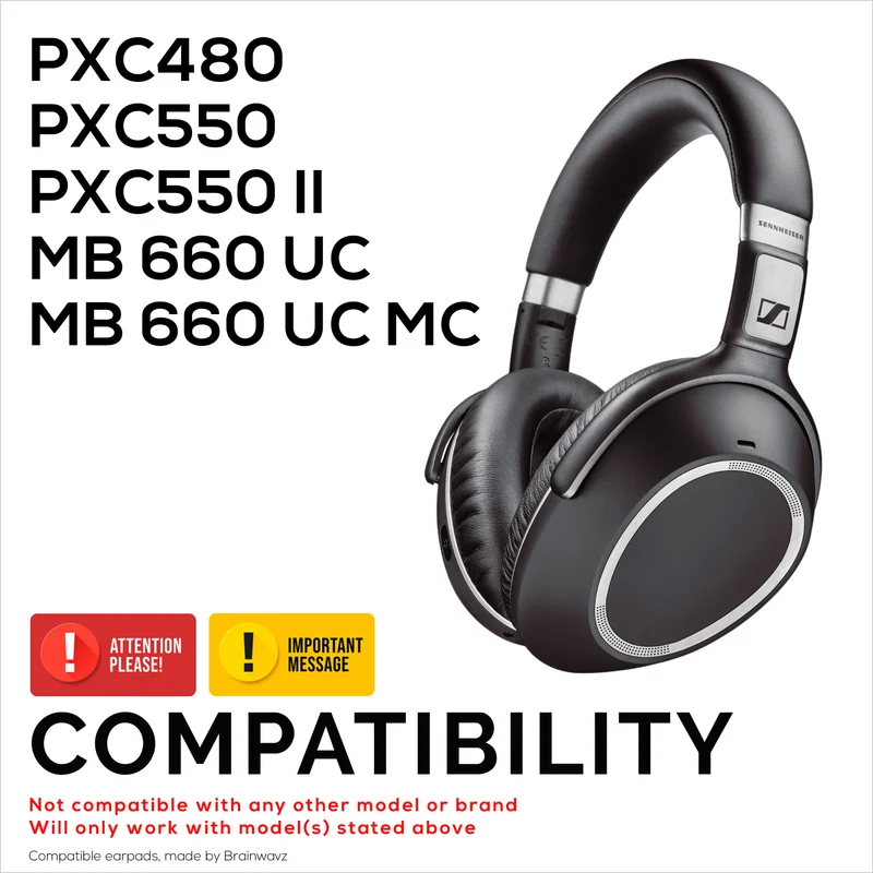 Pad Telinga Gantian untuk Fon Kepala Sennheiser PXC480, PXC550, PXC 550-II, MB660 UC, MB 660 MC, Kusyen Kulit PU Lembut, Pemasangan Mudah & Pantas