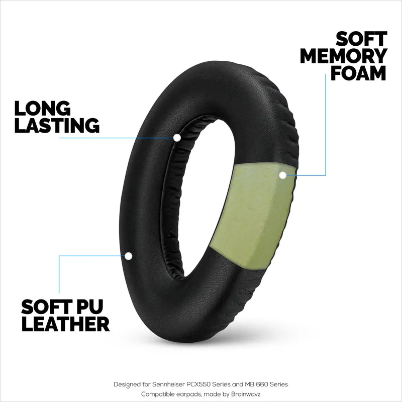 Pad Telinga Gantian untuk Fon Kepala Sennheiser PXC480, PXC550, PXC 550-II, MB660 UC, MB 660 MC, Kusyen Kulit PU Lembut, Pemasangan Mudah & Pantas