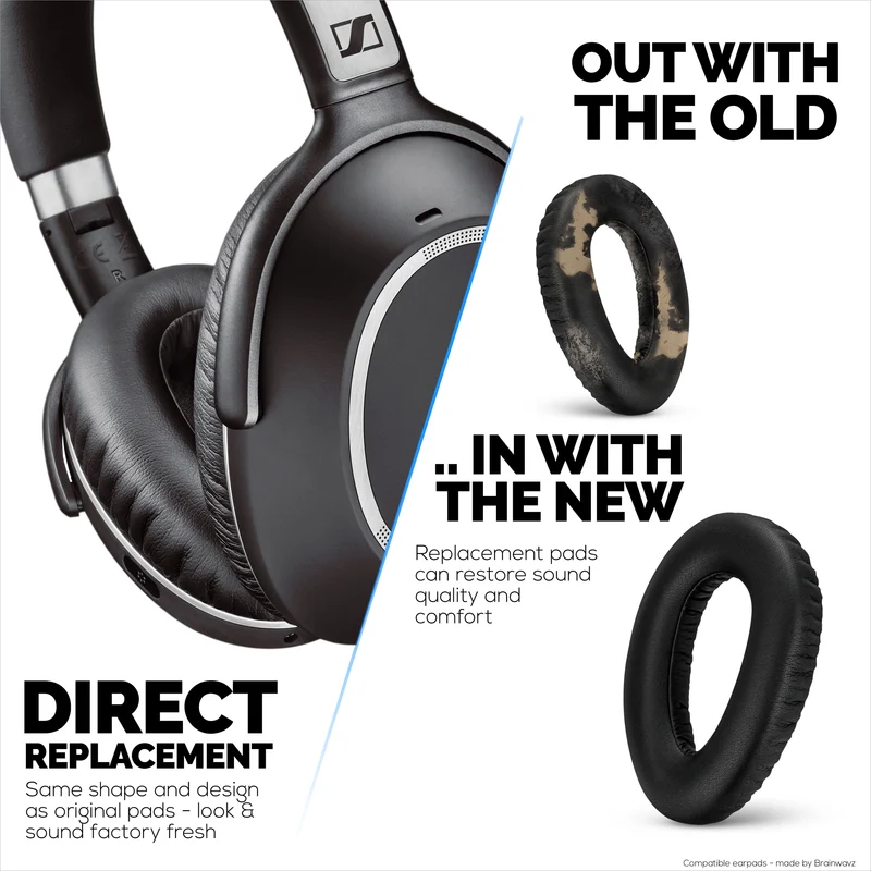 Pad Telinga Gantian untuk Fon Kepala Sennheiser PXC480, PXC550, PXC 550-II, MB660 UC, MB 660 MC, Kusyen Kulit PU Lembut, Pemasangan Mudah & Pantas