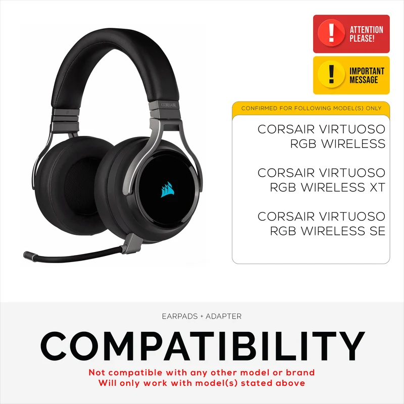 Dicke Hybrid-Ohrpolster für Corsair Virtuoso RGB Headset (Wireless/XT/SE) – Memory-Schaum mit Velours- und PU-Leder-Hybridmaterial