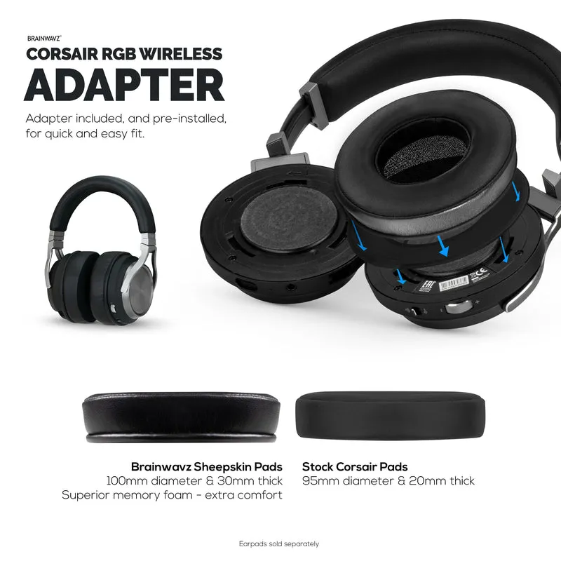 Schaffell-Ohrpolster für Corsair Virtuoso RGB Headset (Wireless/XT/SE) – Memory-Schaum mit weichem Schaffell-Leder