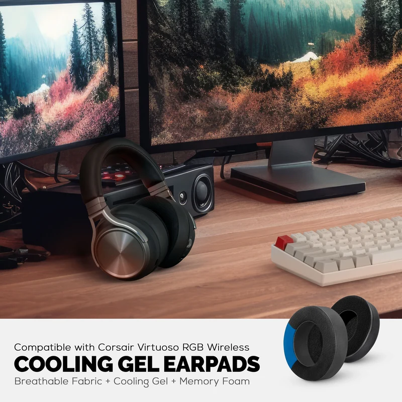 Hybrid-Ohrpolster für Corsair Virtuoso RGB-Gaming-Headset (Wireless/XT/SE) – Kühlgel, Memory-Schaum, langlebig, dick und schallisolierend