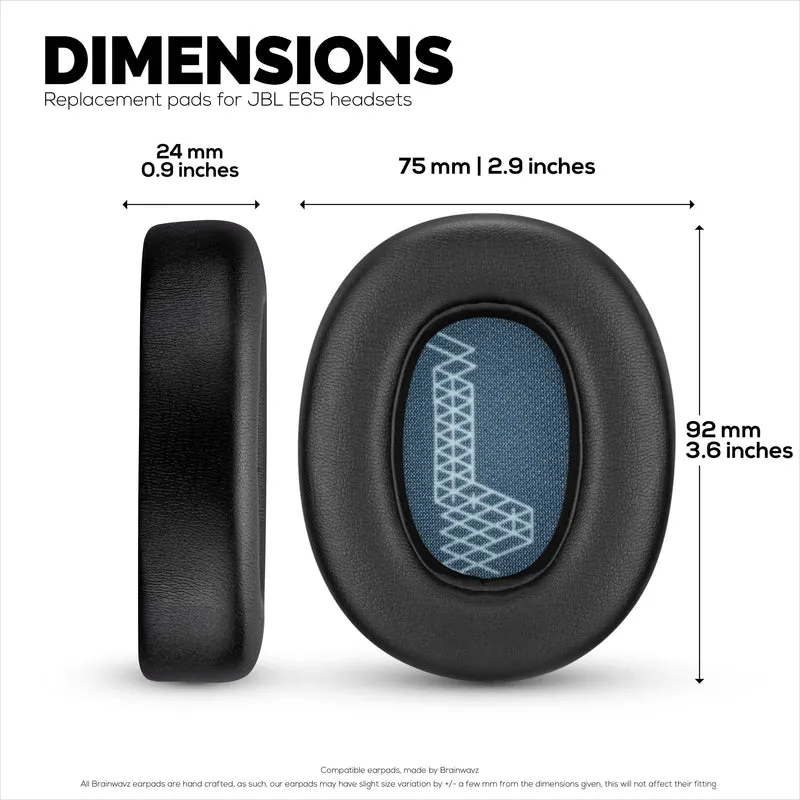 Pad Telinga Gantian untuk JBL E65 (E65BT E65BTNC), Live 650 (650NC 650BTNC), Live 660 (660NC 660BTNC) & Duet NC, Kusyen Kulit PU Lembut