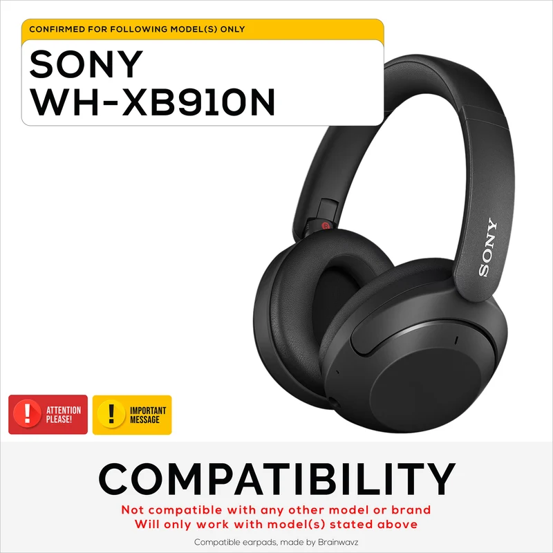 Pad Telinga Gantian untuk Fon Kepala Wayarles Sony WH-XB910N Dengan Kulit PU Lembut & Buih Memori