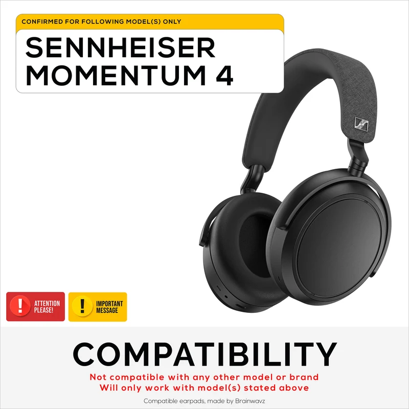 Pad Telinga Gantian untuk Fon Kepala Wayarles Sennheiser Momentum 4 dengan Kulit PU Lembut & Busa Memori