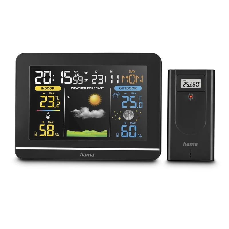 HAMA Usedom Wetterstation Schwarz, DCF-Funkuhr, Frostalarm