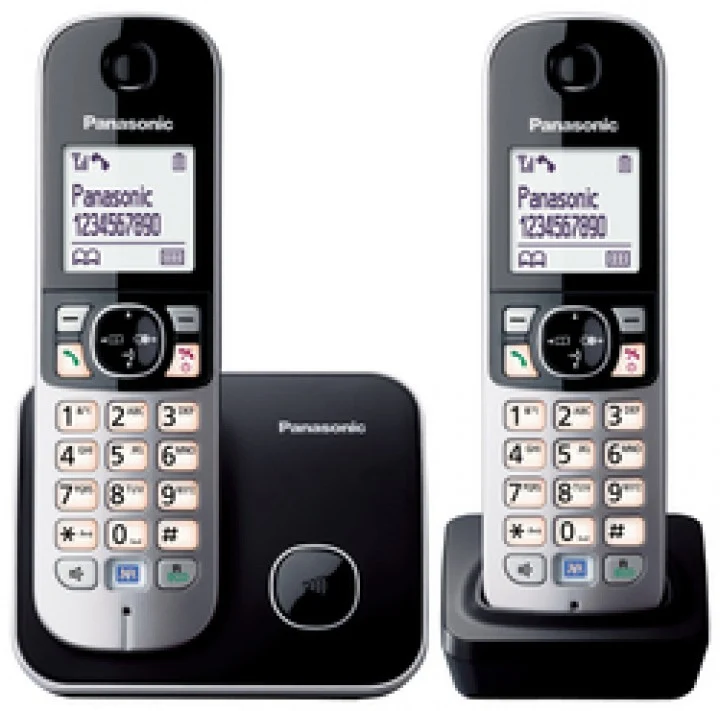Panasonic KX-TG6812GB Duo DECT Schnurlostelefon schwarz B-Ware gebraucht