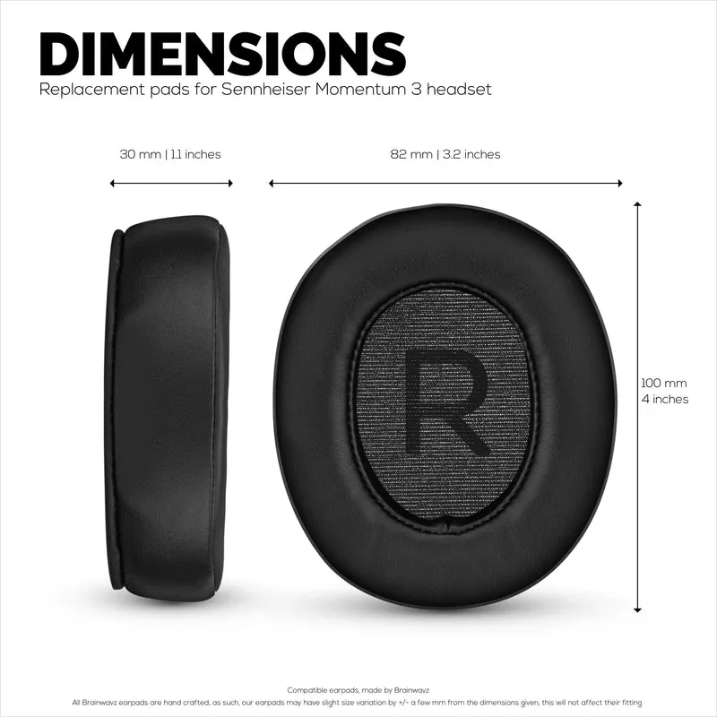 Pad Telinga Gantian Sennheiser Momentum 3 dengan Buih Memori Tebal & Kulit PU Lembut