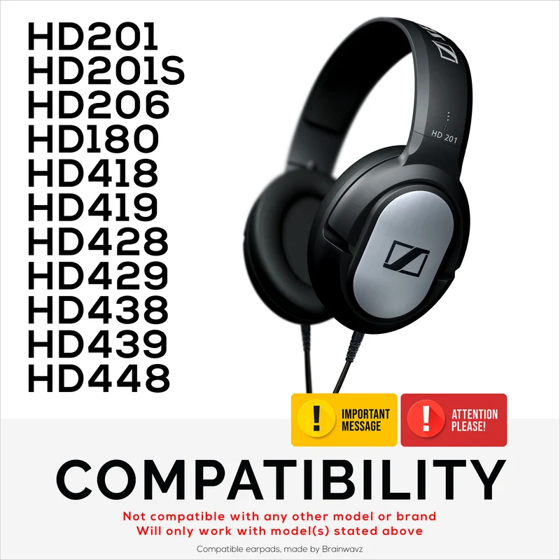 Ersatz-Ohrpolster für Sennheiser HD201 HD201S HD180 HD418 HD419 HD421 HD428 HD429 HD438 HD439 HD448 HD449 Kopfhörer