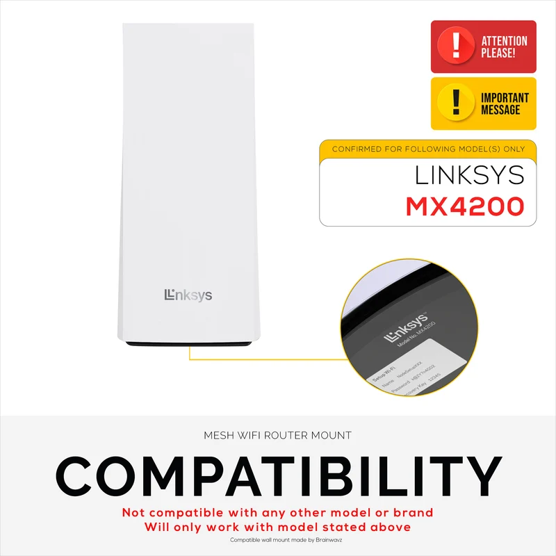 Pemasangan Dinding Untuk Penghala Linksys MX4200 Mesh WiFi 6 (AX4200), Mudah Dipasang Pendakap, Kurangkan Gangguan & Kekacauan