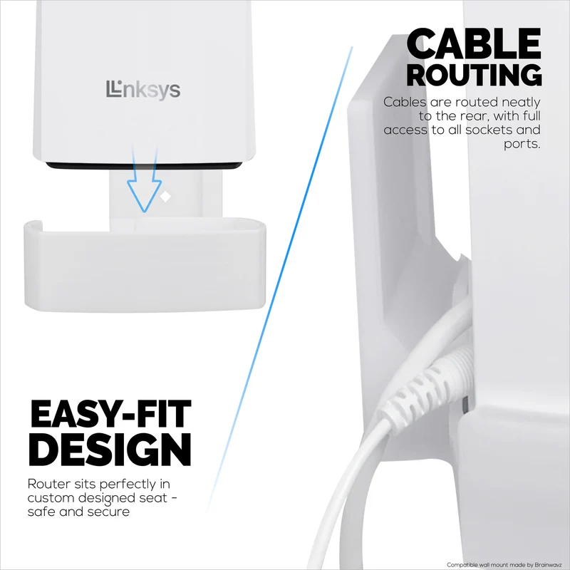 Pemasangan Dinding Untuk Penghala Linksys MX4200 Mesh WiFi 6 (AX4200), Mudah Dipasang Pendakap, Kurangkan Gangguan & Kekacauan