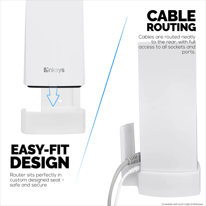 Lekap di Dinding Untuk Penghala WiFi Linksys Atlas 6 / Atlas Pro 6, Pendakap Pemegang Mudah Dipasang, Kurangkan Gangguan & Kekacauan