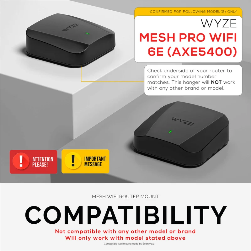 Wandhalterung kompatibel mit Wyze PRO (AXE5400) Mesh Router Wi-Fi 6E Tri-Band, einfach zu installierende Halterung, reduziert Störungen und Unordnung