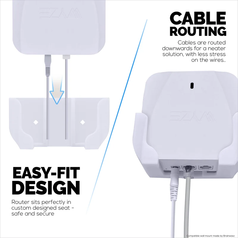 Pelekap Dinding Tanpa Skru Untuk Penghala Mesh Wyze WiFi 6 AX3000, Pelekat VHB Kuat, Mudah Dipasang, Kurangkan Gangguan & Tingkatkan Julat, Lekat Pada & Pemasangan Skru