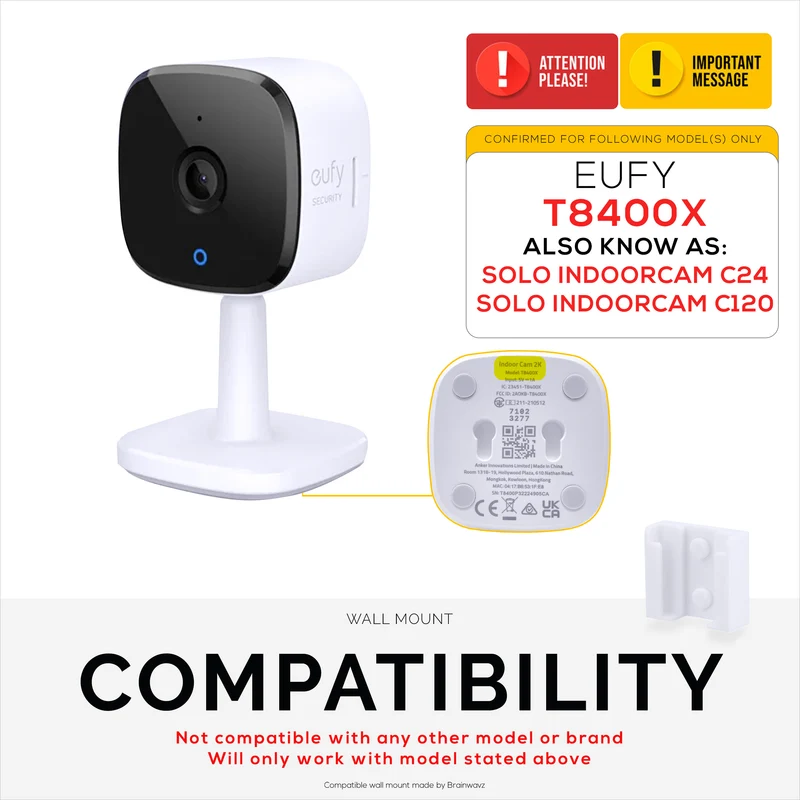 2er-Pack selbstklebende Wandhalterung für die Überwachungskamera Eufy Solo C24 / C120 (T8400X), zum Aufkleben und Einschrauben
