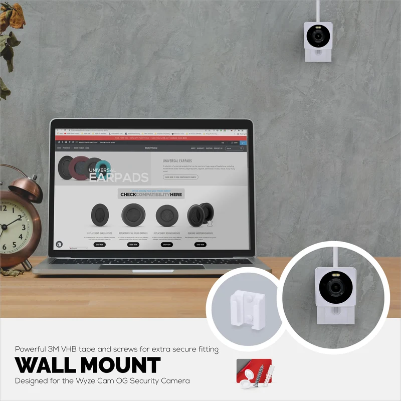 Lekap di dinding untuk WYZE Cam OG Kamera Wi-Fi 1080p Dalam/Luar, Pendakap Pemegang Kamera Keselamatan, Kurangkan Bintik Buta & Kekacauan