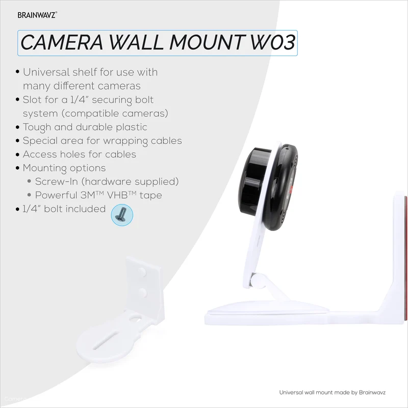Monitor Bayi Pelekat & Rak Pemegang Dinding Kamera Keselamatan untuk Eufy, Wyze, Nanit, Optik Bayi, Wansview, Blink, TP Link, Kasa, Ring & Lagi W03