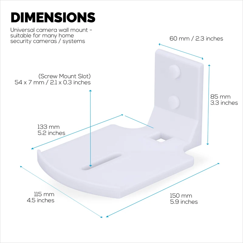 Pemegang Dinding Monitor Bayi & Kamera Keselamatan Segi Empat untuk Eufy, Wyze, Wansview, Blink, TP Link, Ring & Banyak Lagi - Pelekat & Pemasangan Skru, Pendakap Pemegang Mudah Dipasang (W05)