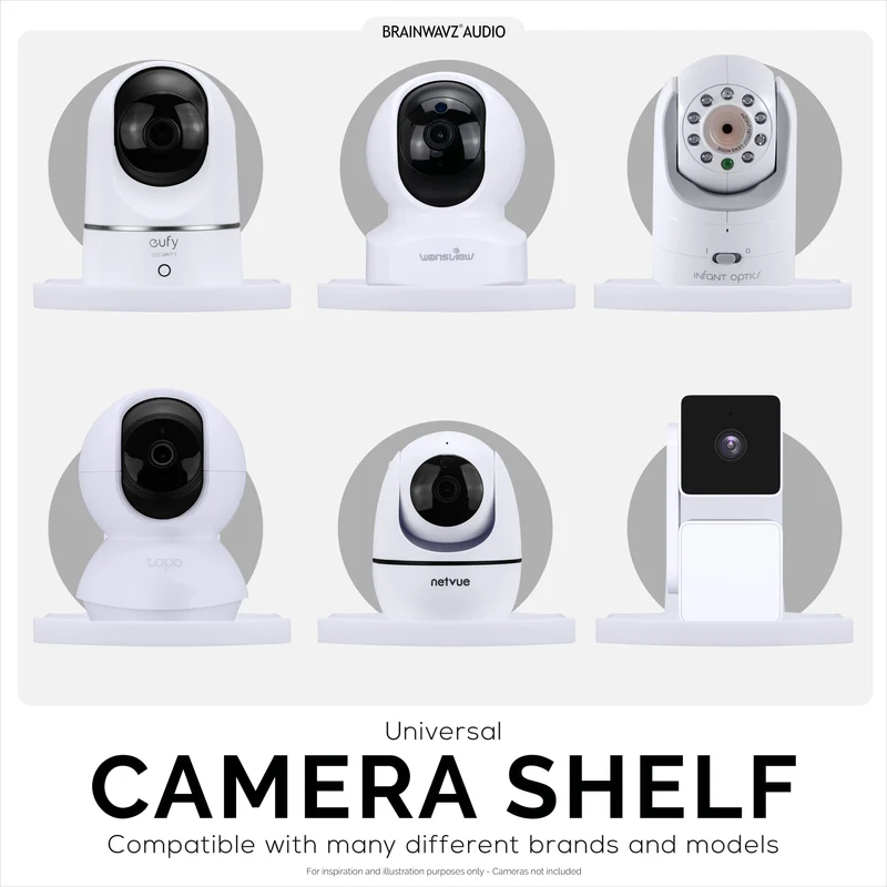 Pemegang Dinding Monitor Bayi & Kamera Keselamatan Segi Empat untuk Eufy, Wyze, Wansview, Blink, TP Link, Ring & Banyak Lagi - Pelekat & Pemasangan Skru, Pendakap Pemegang Mudah Dipasang (W05)