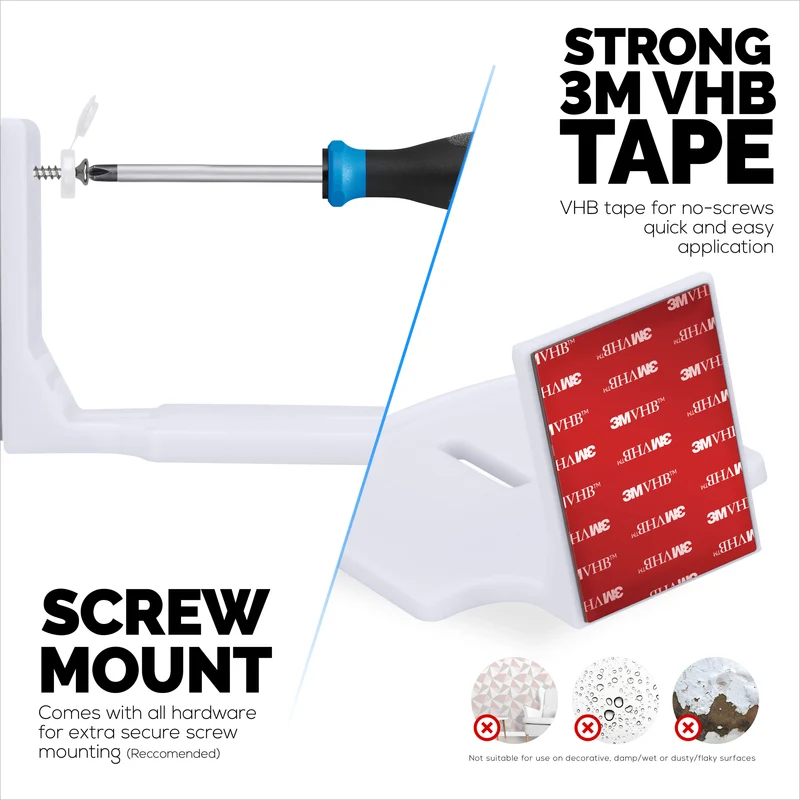Pemegang Dinding Monitor Bayi & Kamera Keselamatan Segi Empat untuk Eufy, Wyze, Wansview, Blink, TP Link, Ring & Banyak Lagi - Pelekat & Pemasangan Skru, Pendakap Pemegang Mudah Dipasang (W05)