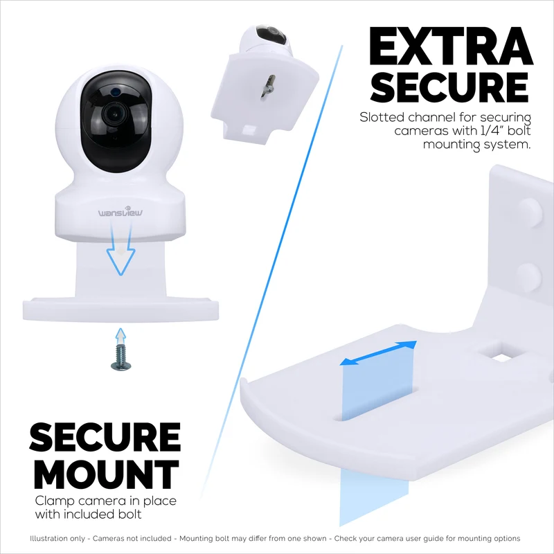 Pemegang Dinding Monitor Bayi & Kamera Keselamatan Segi Empat untuk Eufy, Wyze, Wansview, Blink, TP Link, Ring & Banyak Lagi - Pelekat & Pemasangan Skru, Pendakap Pemegang Mudah Dipasang (W05)