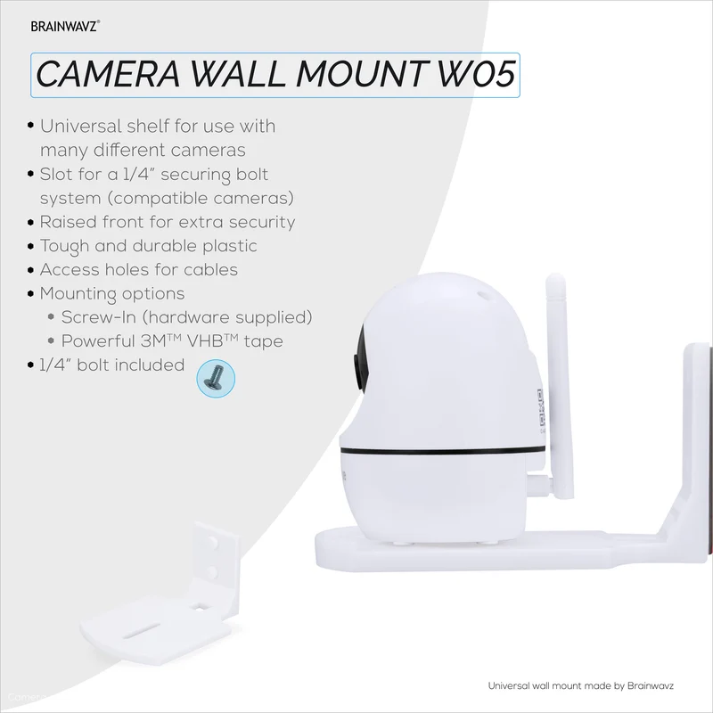 Pemegang Dinding Monitor Bayi & Kamera Keselamatan Segi Empat untuk Eufy, Wyze, Wansview, Blink, TP Link, Ring & Banyak Lagi - Pelekat & Pemasangan Skru, Pendakap Pemegang Mudah Dipasang (W05)