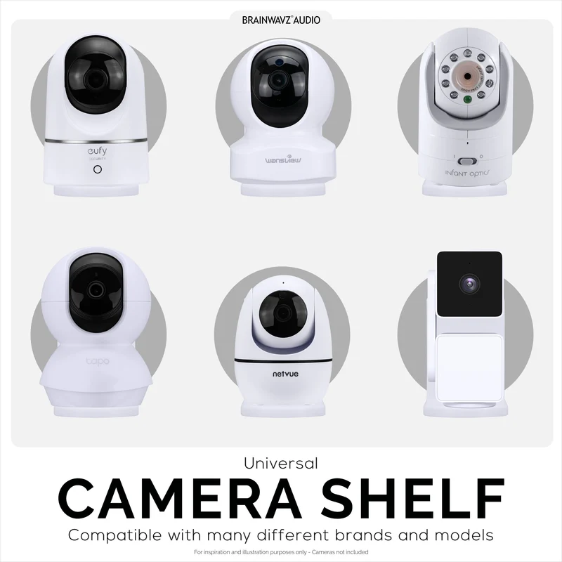 Selbstklebende Babyphone-Kamera-Wandhalterung mit Ablage für Eufy, Wyze, Nanit, Infant Optics, Wansview, Blink, TP-Link, Kasa, Ring & mehr, einfach zu installierende Sicherheitshalterung (W01)