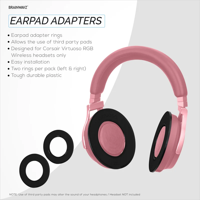 Cincin Penyesuai Pad Telinga Untuk Alat Dengar Permainan Tanpa Wayar Corsair Virtuoso RGB - Untuk Digunakan Dengan Pad Telinga 100mm Pusingan Gantian Brainwavz