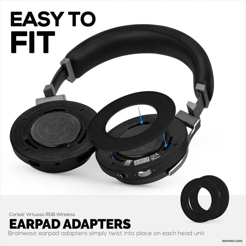 Cincin Penyesuai Pad Telinga Untuk Alat Dengar Permainan Tanpa Wayar Corsair Virtuoso RGB - Untuk Digunakan Dengan Pad Telinga 100mm Pusingan Gantian Brainwavz