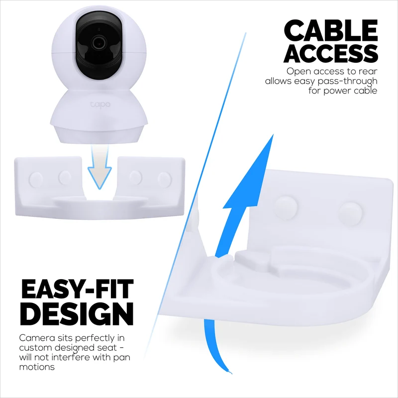 Lekap Dinding Penjuru untuk Tapo Pan/Tilt C200/C210 Pet & Baby Camera Indoor, Pendakap Pemegang Kamera Keselamatan, Kurangkan Bintik Buta & Kekacauan, Pelekat & Pemasangan Skru Dalam