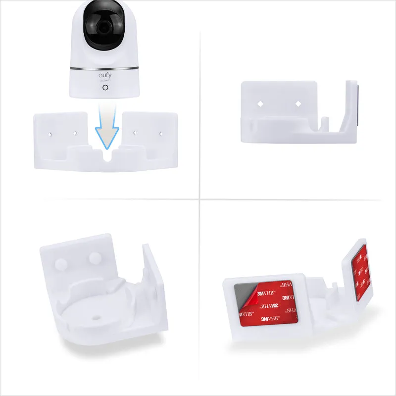 Pemasangan Dinding Sudut untuk Eufy E220 / S220 (T8410X), Pendakap Pemegang Kamera Keselamatan Pelekat 3M VHB, Kurangkan Titik Buta & Kekusutan, Pemasangan Pelekat & Skru - Mudah Dipasang (Putih)