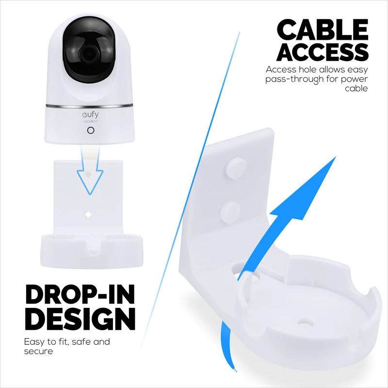 Schraubenlose Wandhalterung für die Kamera Eufy T8400X (IndoorCam E220 / S220), starker VHB-Kleber, einfach zu installierende Halterung, kein Durcheinander, weniger tote Winkel und bessere Sicht, Halterungshalterung