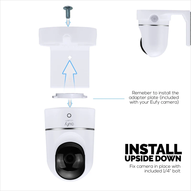 Schraubenlose Wandhalterung für die Kamera Eufy T8400X (IndoorCam E220 / S220), starker VHB-Kleber, einfach zu installierende Halterung, kein Durcheinander, weniger tote Winkel und bessere Sicht, Halterungshalterung