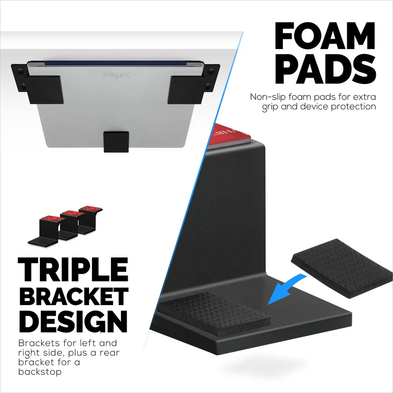 Pelekat Di Bawah Meja Lekap Pemegang Komputer Riba, Sehingga 1.9” / 48mm Tebal, Untuk Komputer Riba Penghala Macbook Tablet Permukaan iPad & Banyak Lagi