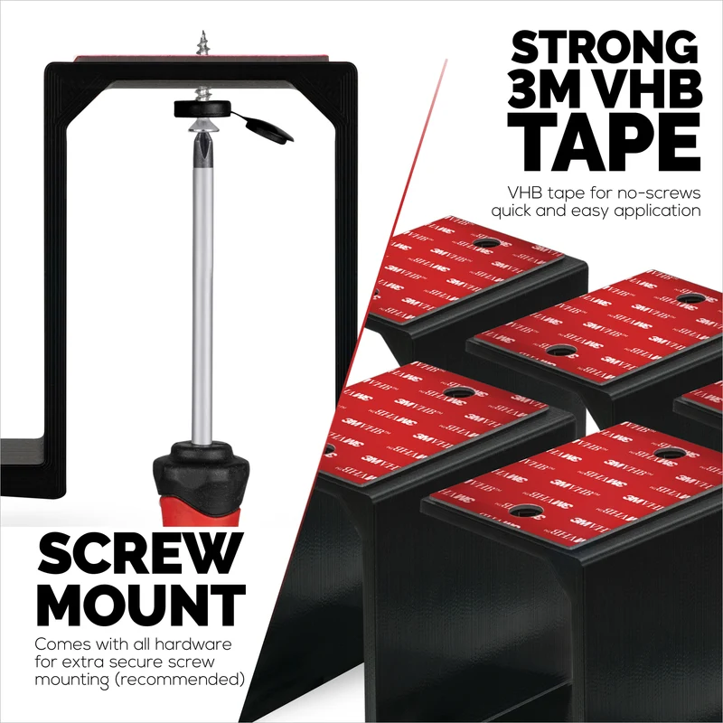Twin Under Desk Laptop & Device Holder Mount, Adhesive & Screw In, Devices up to 3" Like Small Computers Laptops Macbook Surface Keyboard Routers Modems Cable Box Network Switch & More
