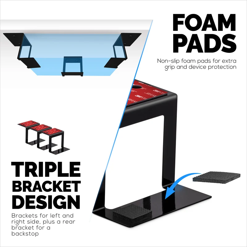 3” Logam Di Bawah Meja Komputer Riba, Kotak Kabel & Lekap Pemegang Penghala, Pelekat & Skru Masuk, Memegang sehingga 3" Peranti Seperti Komputer Kecil, Macbook, Permukaan, Papan Kekunci, Suis Rangkaian, Modem & Banyak Lagi