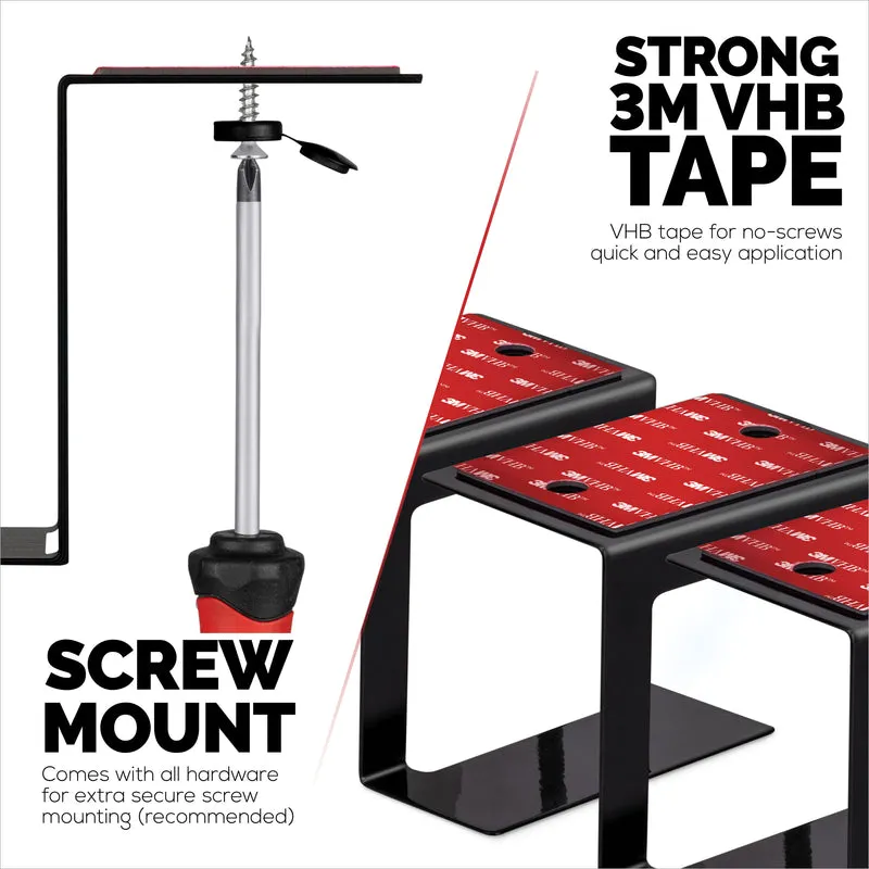 3” Logam Di Bawah Meja Komputer Riba, Kotak Kabel & Lekap Pemegang Penghala, Pelekat & Skru Masuk, Memegang sehingga 3" Peranti Seperti Komputer Kecil, Macbook, Permukaan, Papan Kekunci, Suis Rangkaian, Modem & Banyak Lagi
