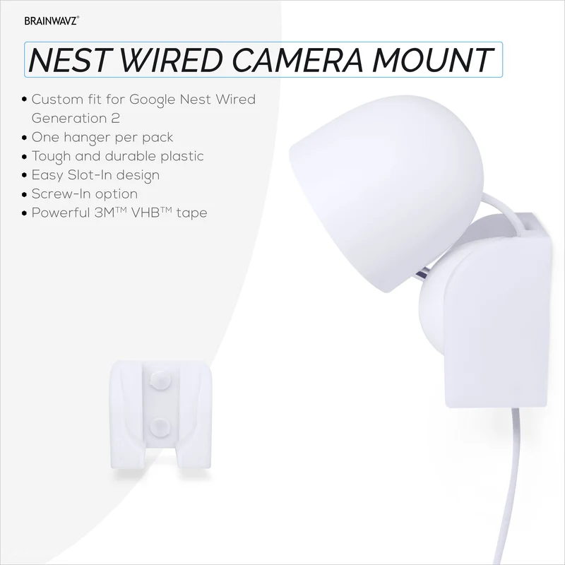 Pemasangan Dinding Untuk Kamera Keselamatan Generasi Kedua Google Nest WIRED - Perekat & Skru, Reka bentuk Slot Masuk Mudah