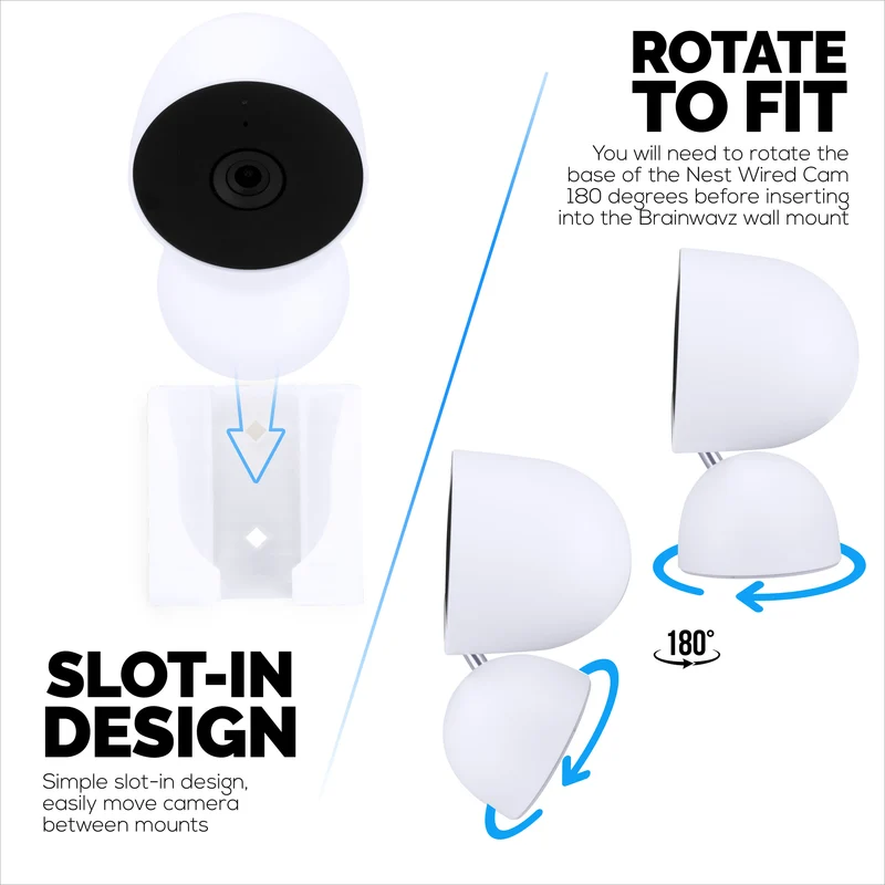 Pemasangan Dinding Untuk Kamera Keselamatan Generasi Kedua Google Nest WIRED - Perekat & Skru, Reka bentuk Slot Masuk Mudah