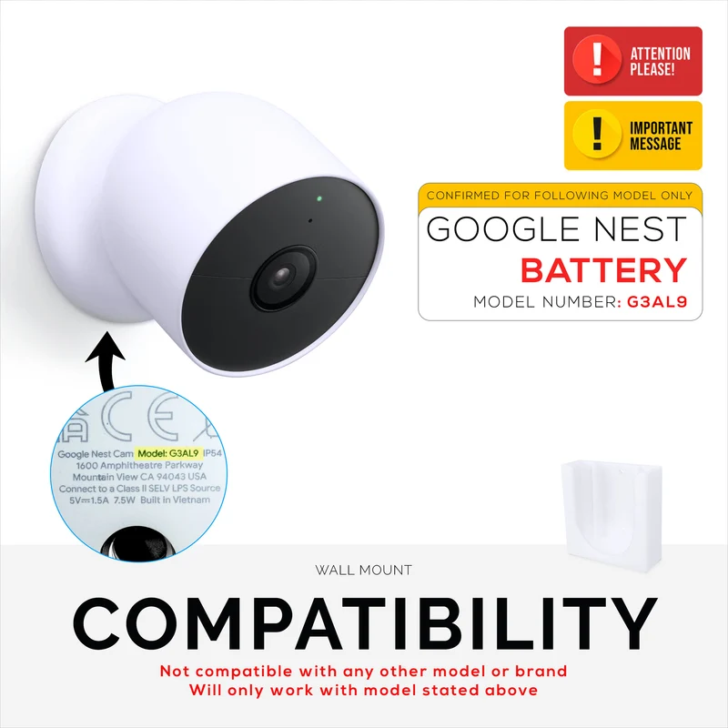 Wandhalterung für Google Nest BATTERY Überwachungskamerahalterung – selbstklebend und einschraubbar, problemlose Installation, einfaches Steckdesign