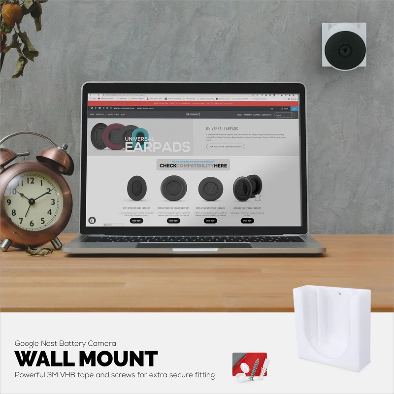 Wandhalterung für Google Nest BATTERY Überwachungskamerahalterung – selbstklebend und einschraubbar, problemlose Installation, einfaches Steckdesign