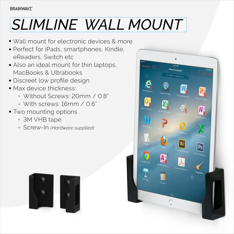 Tablet Pelekat & Pemegang Lekap Dinding Laptop Ramping untuk iPad, Android, Macbook, Surface, iPad Air, Mini & Pro, eBook Note Galaxy Tab, Kindle & Banyak Lagi
